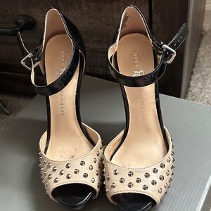 Rock & Republic Black and Tan Studded Heels